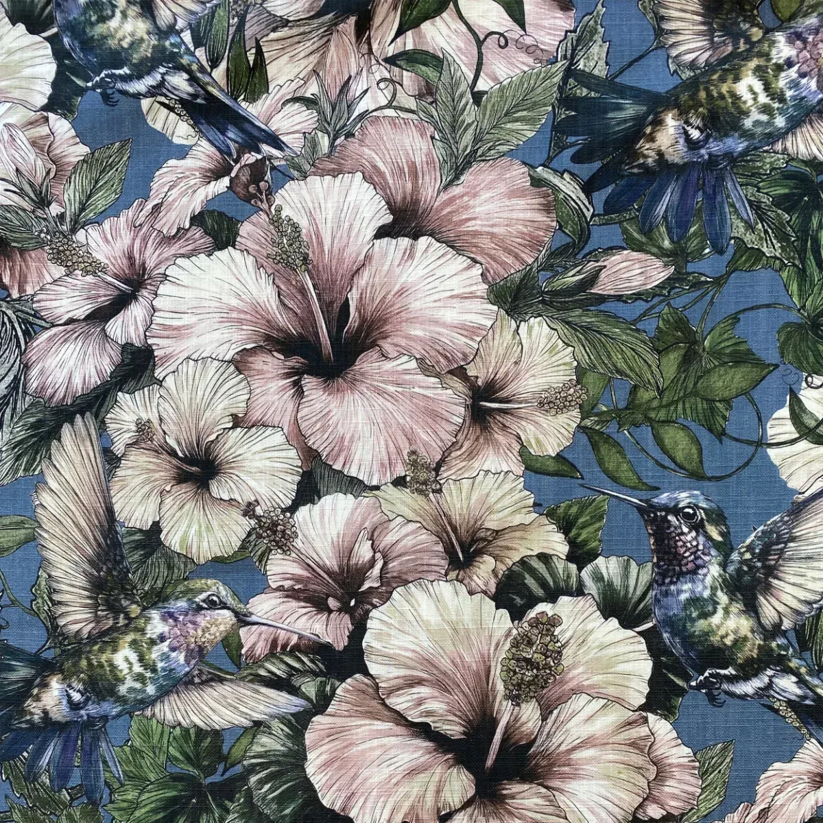 Hummingbird and Hibiscus Fabric