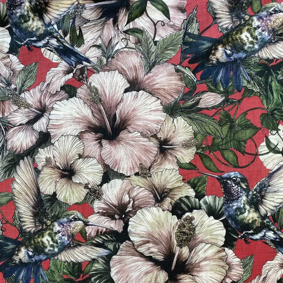 Hummingbird and Hibiscus Fabric