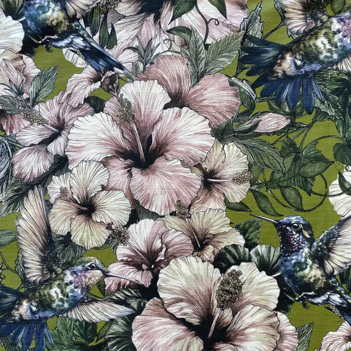 Hummingbird and Hibiscus Fabric