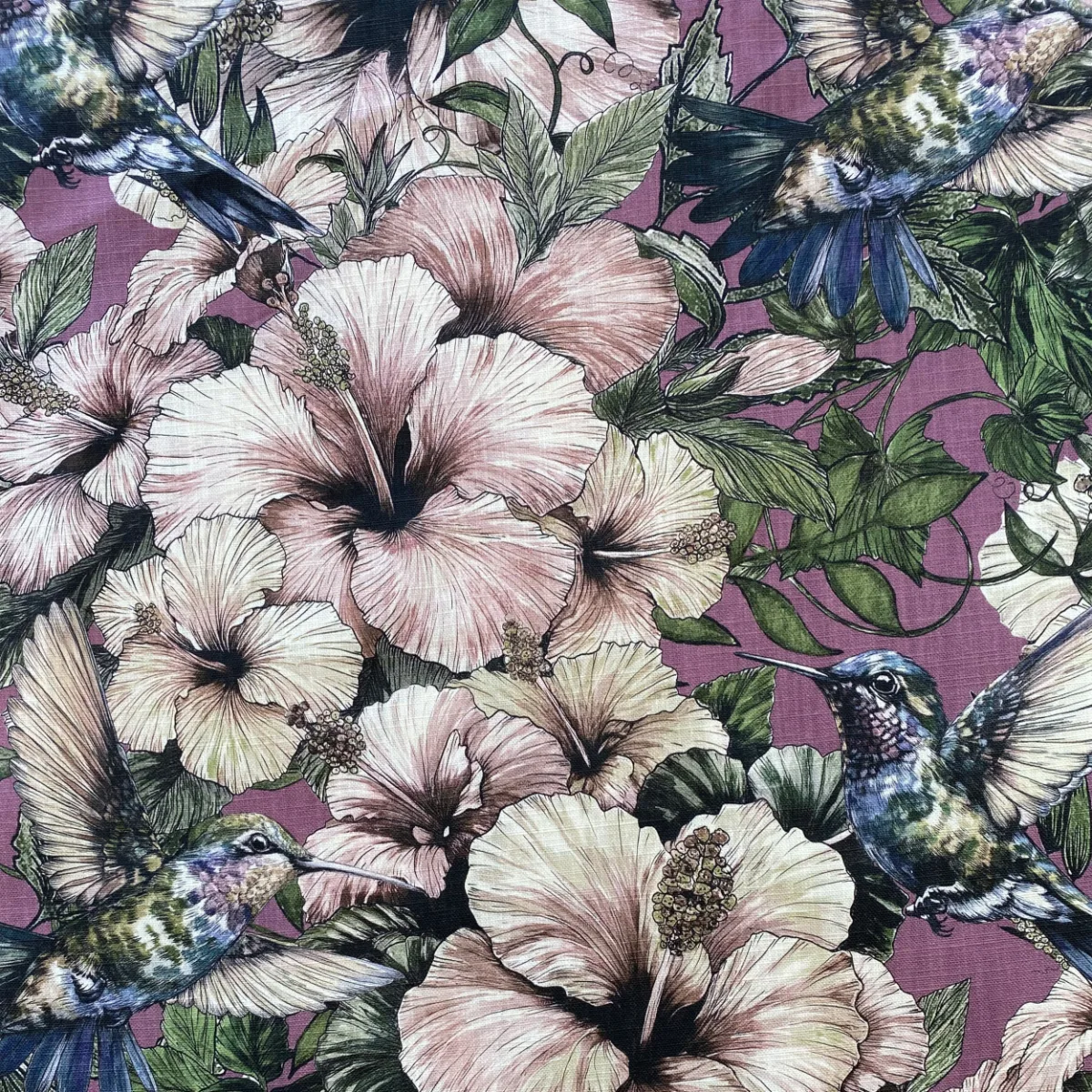 Hummingbird and Hibiscus Fabric