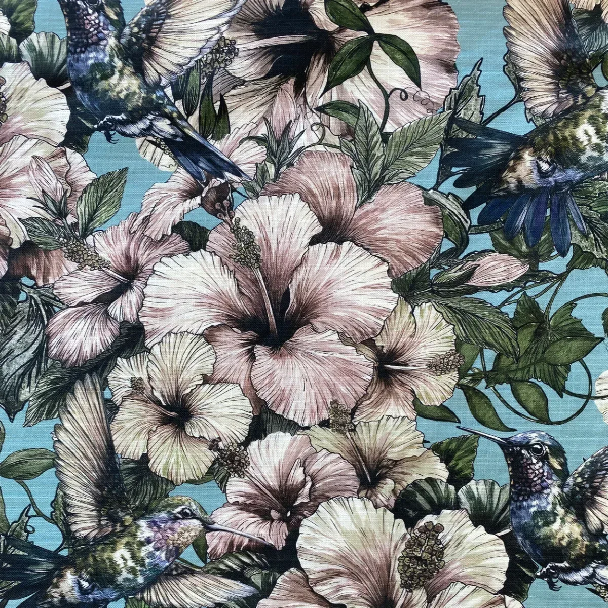 Hummingbird and Hibiscus Fabric