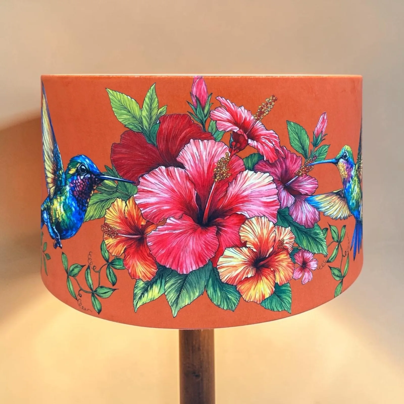 Hummingbird and Hibiscus Lamp Shade — image 2