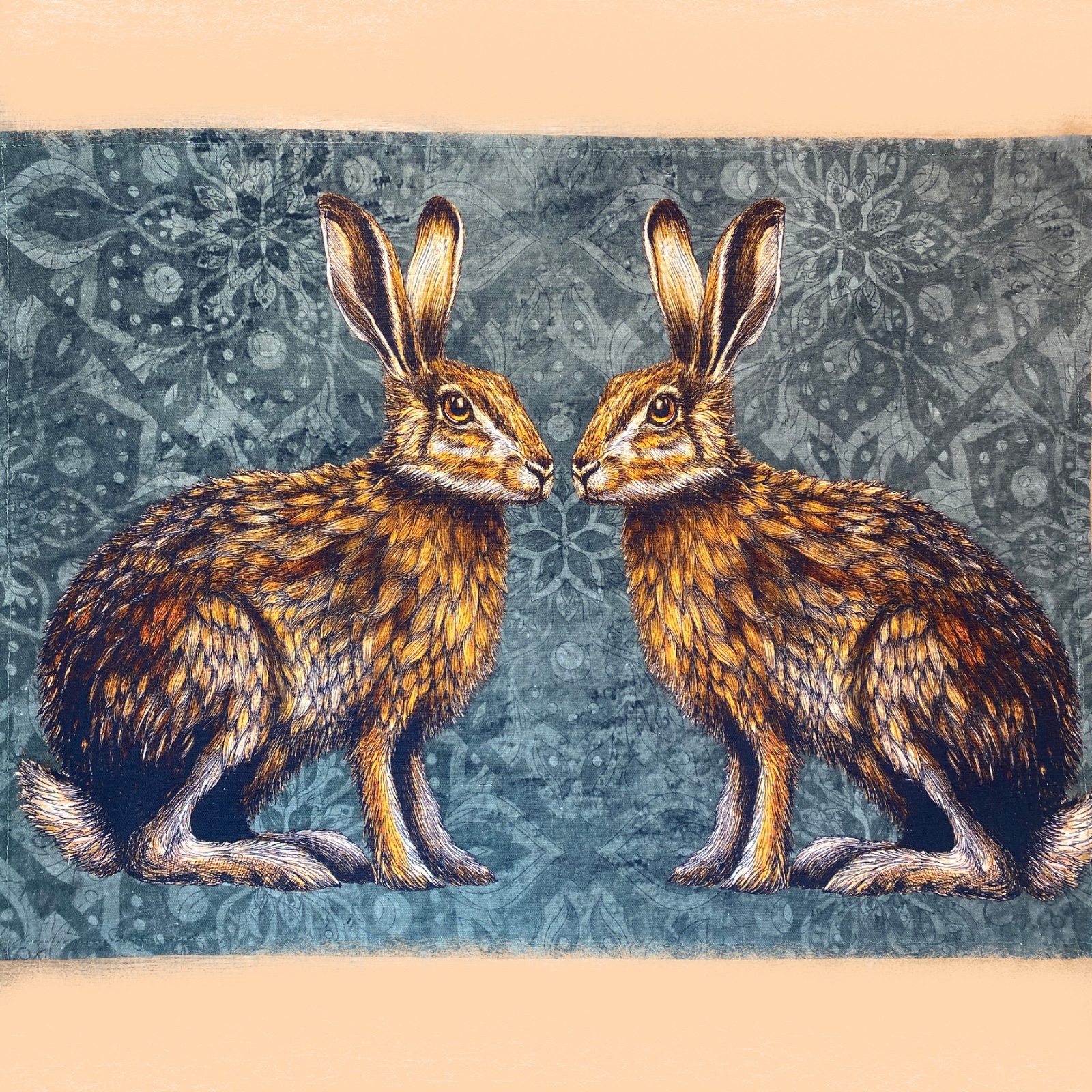 Pair of Hares Tea Towel