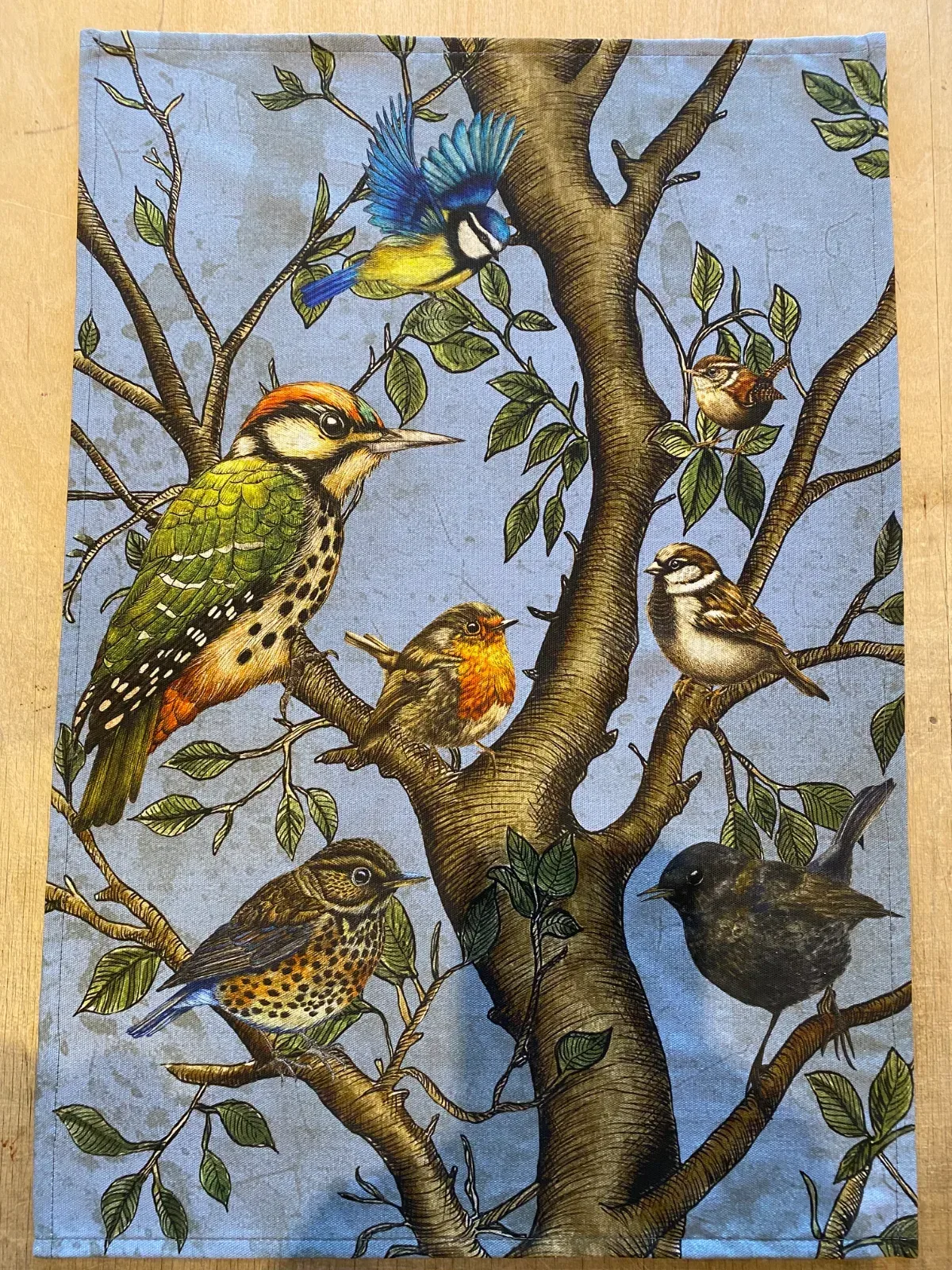 Woodland Chorus Tea Towel Blue
