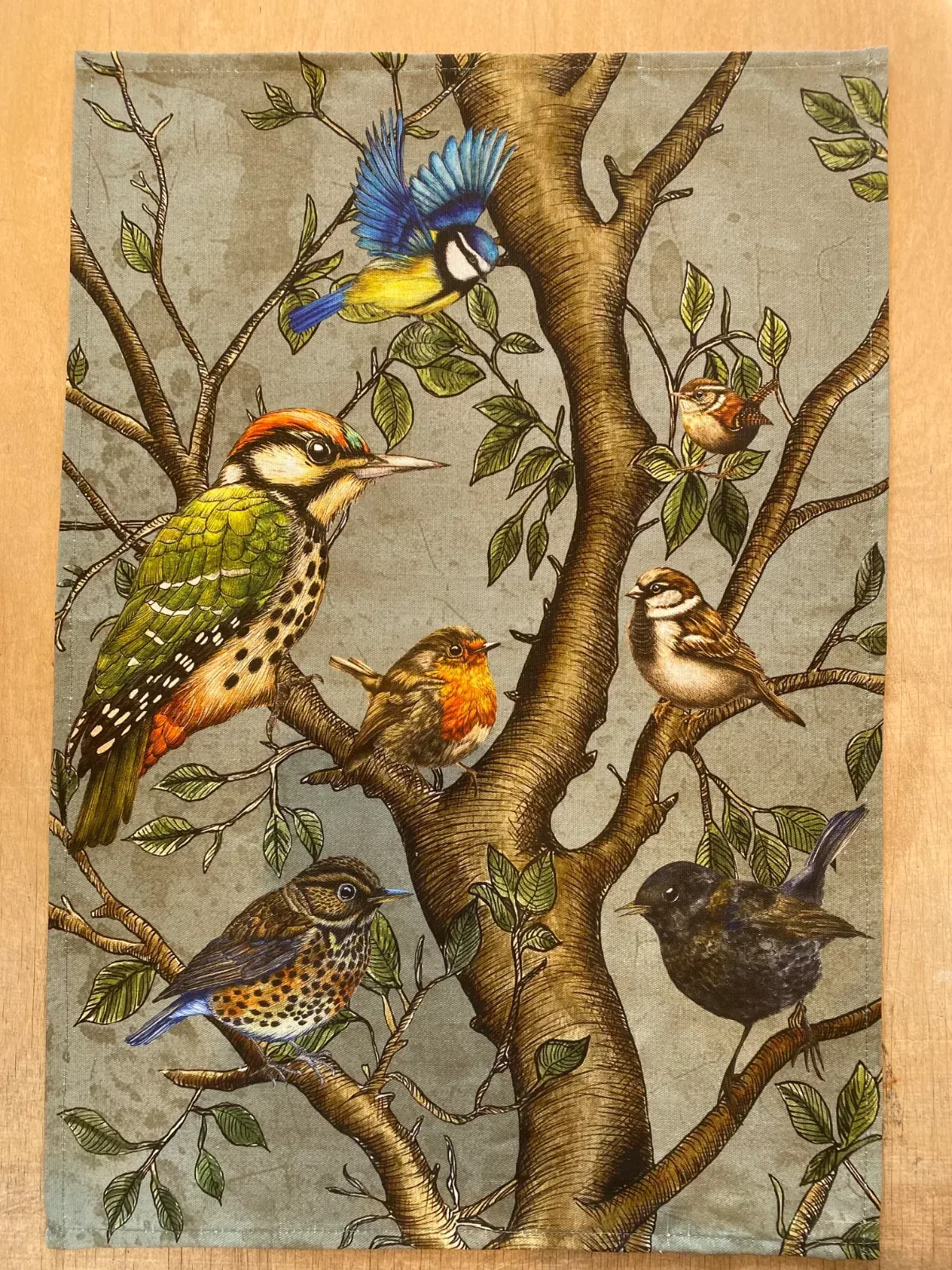 Woodland Chorus Tea Towel Green