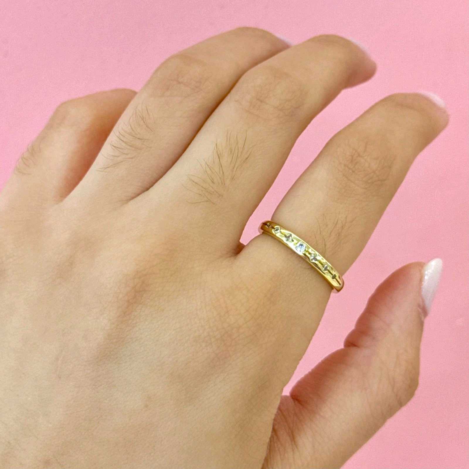 Anillo liso con piedra - Xp105 talla 8