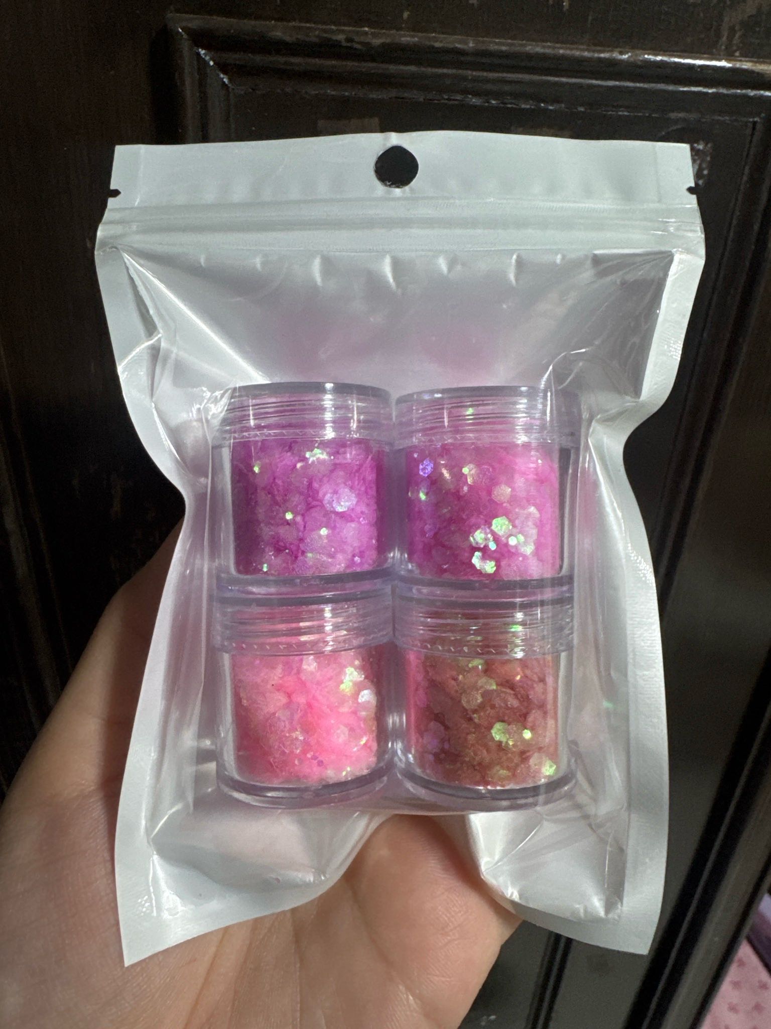 Set x4 frascos de glitter 3D “pastel”