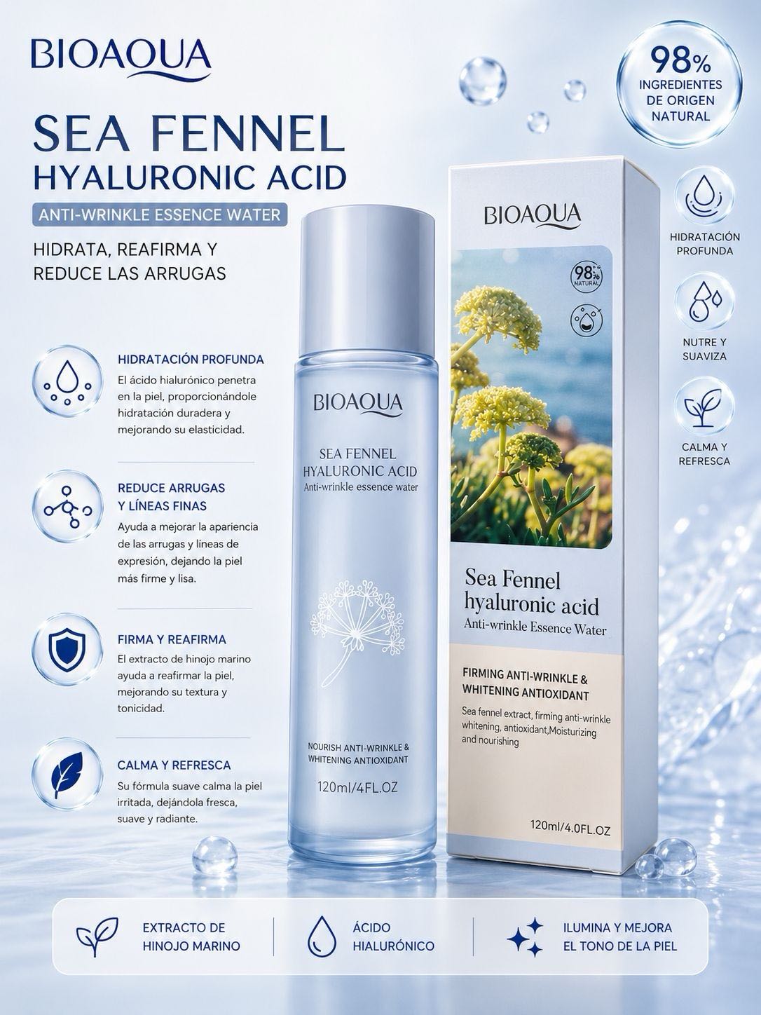 Tonico ácido hilauronico antiarrugas Bioaqua 