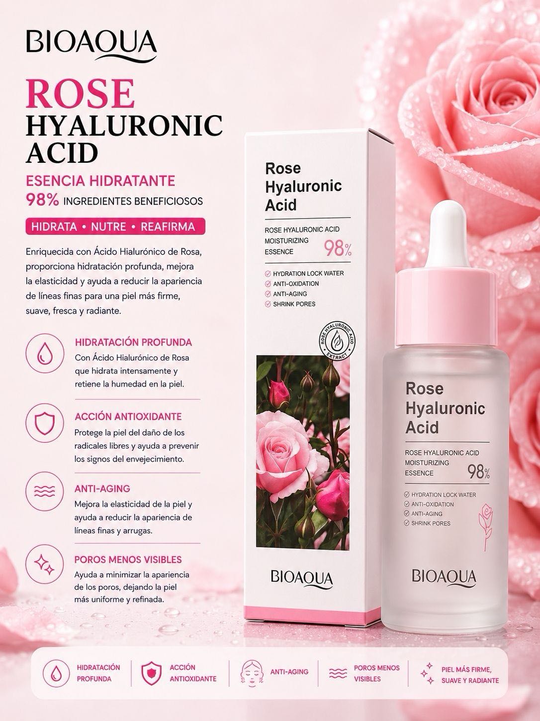 Serum ácido hilauronico y rosas Biosqua