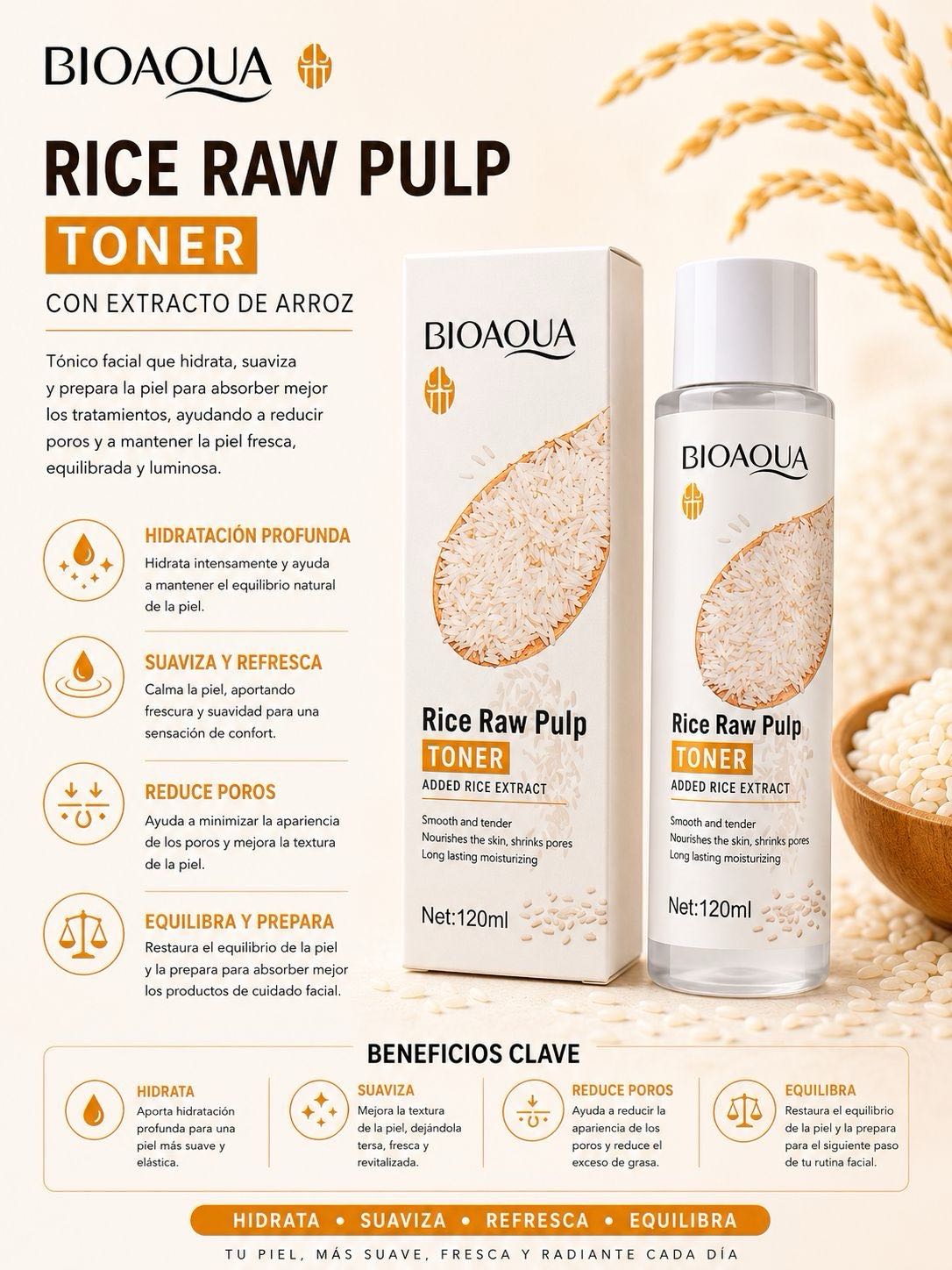 Tónico de arroz BIOAQUA 