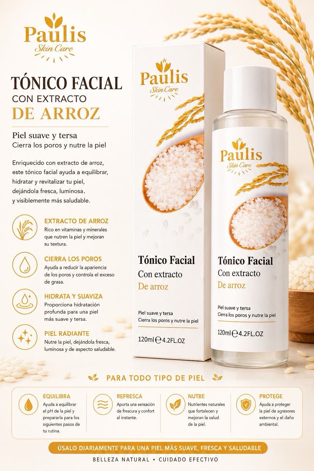 Tónico extracto de arroz Bioaqua Paulis 