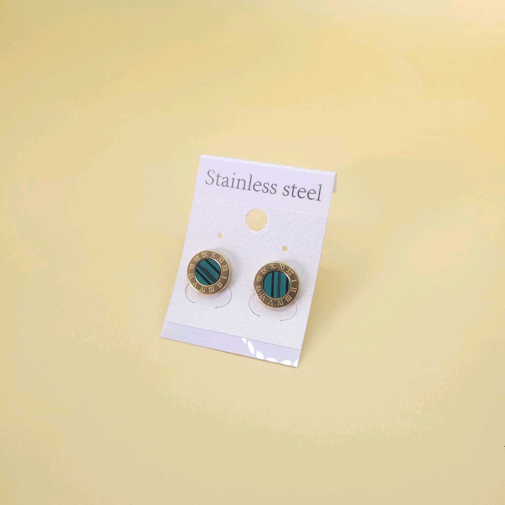 Aretes tipo Bvlgar verdes i / acero inoxidable 
