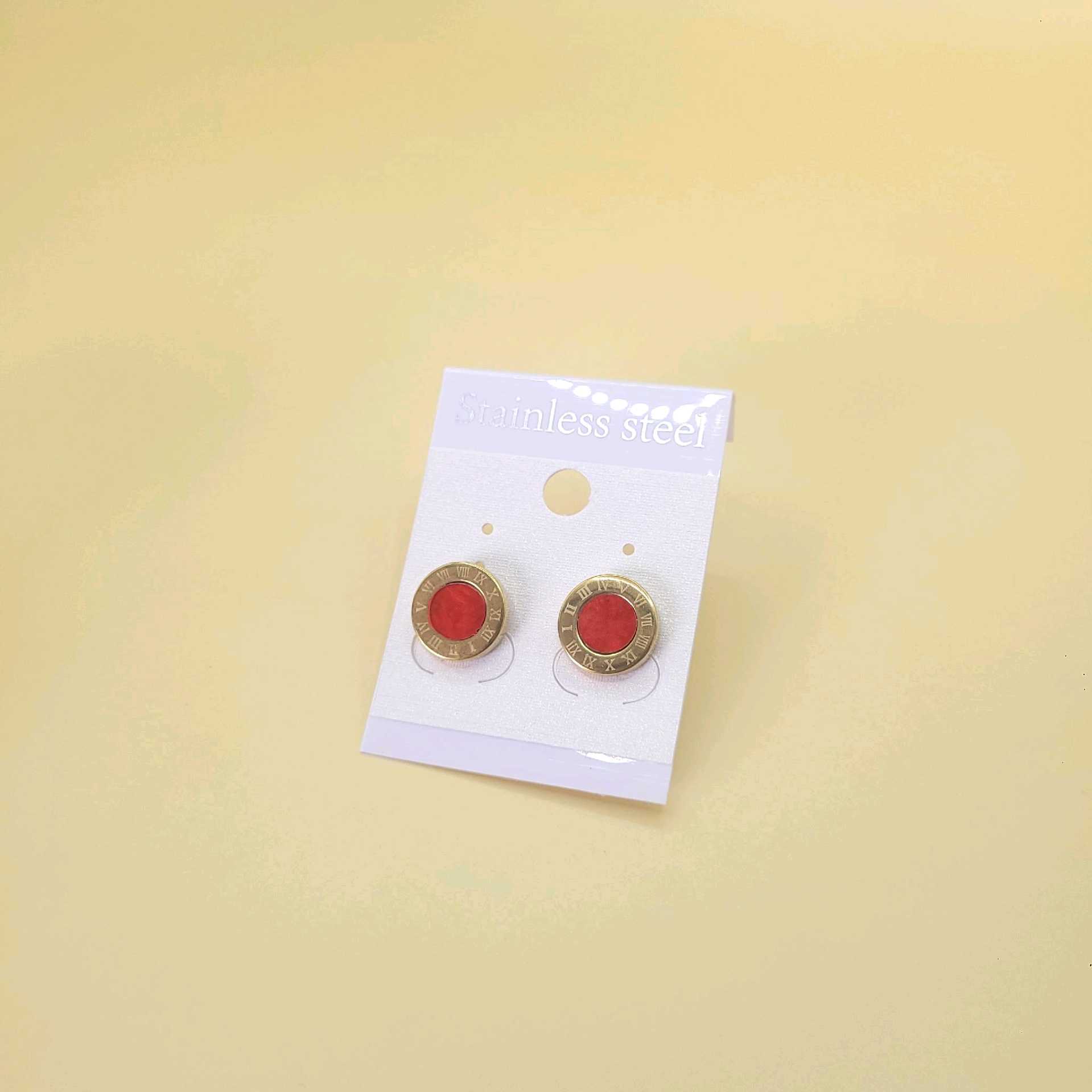 Aretes tipo Bvlgari rojos / acero inoxidable