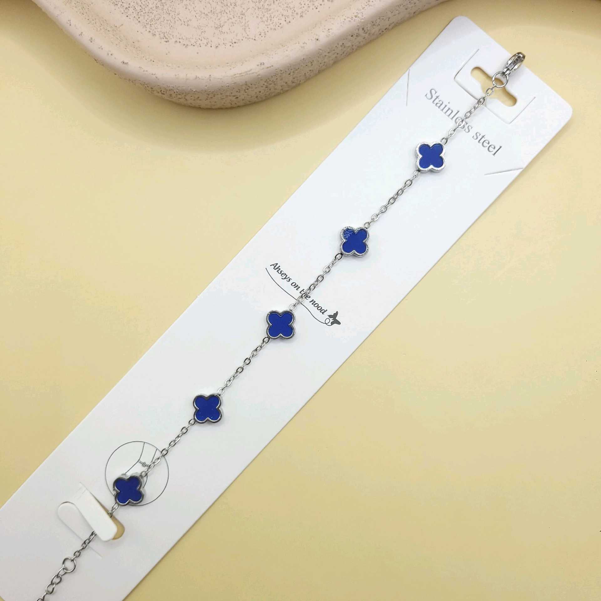 Pulsera Van Cleef azul marino tono plata/ acero inoxidable 