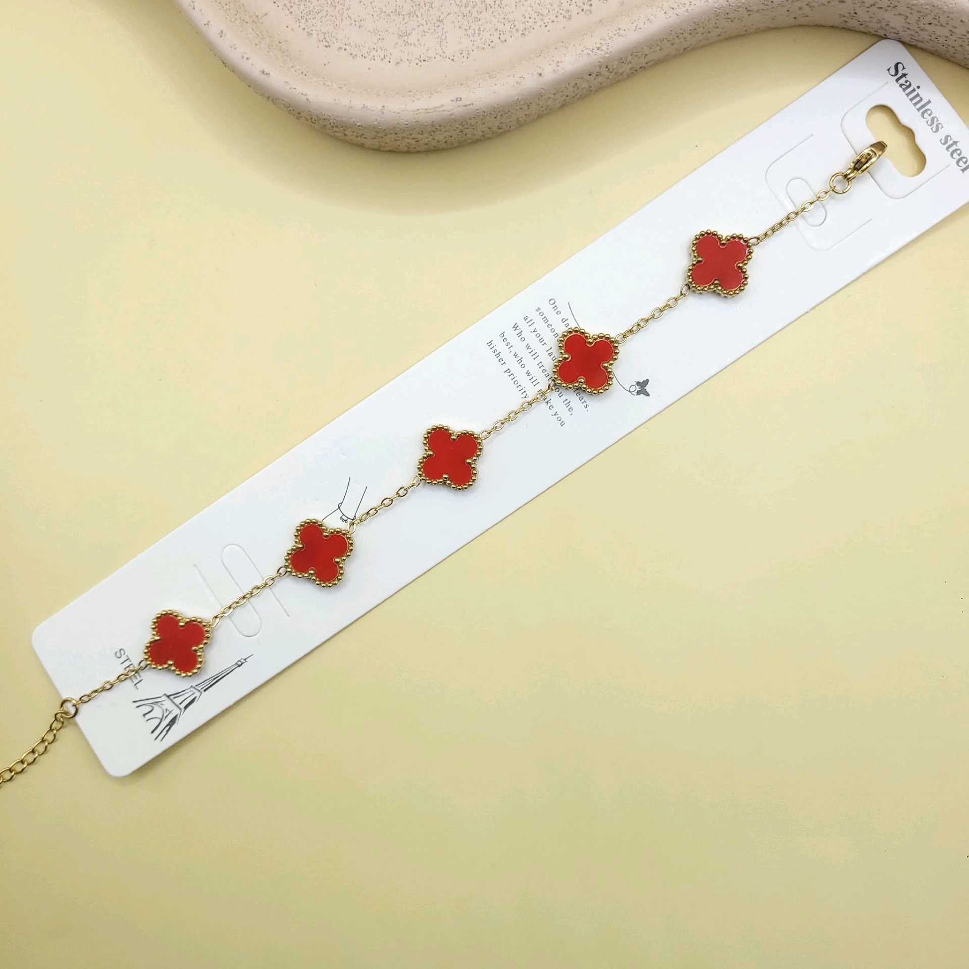 Pulsera Van Cleef roja / acero inoxidable 