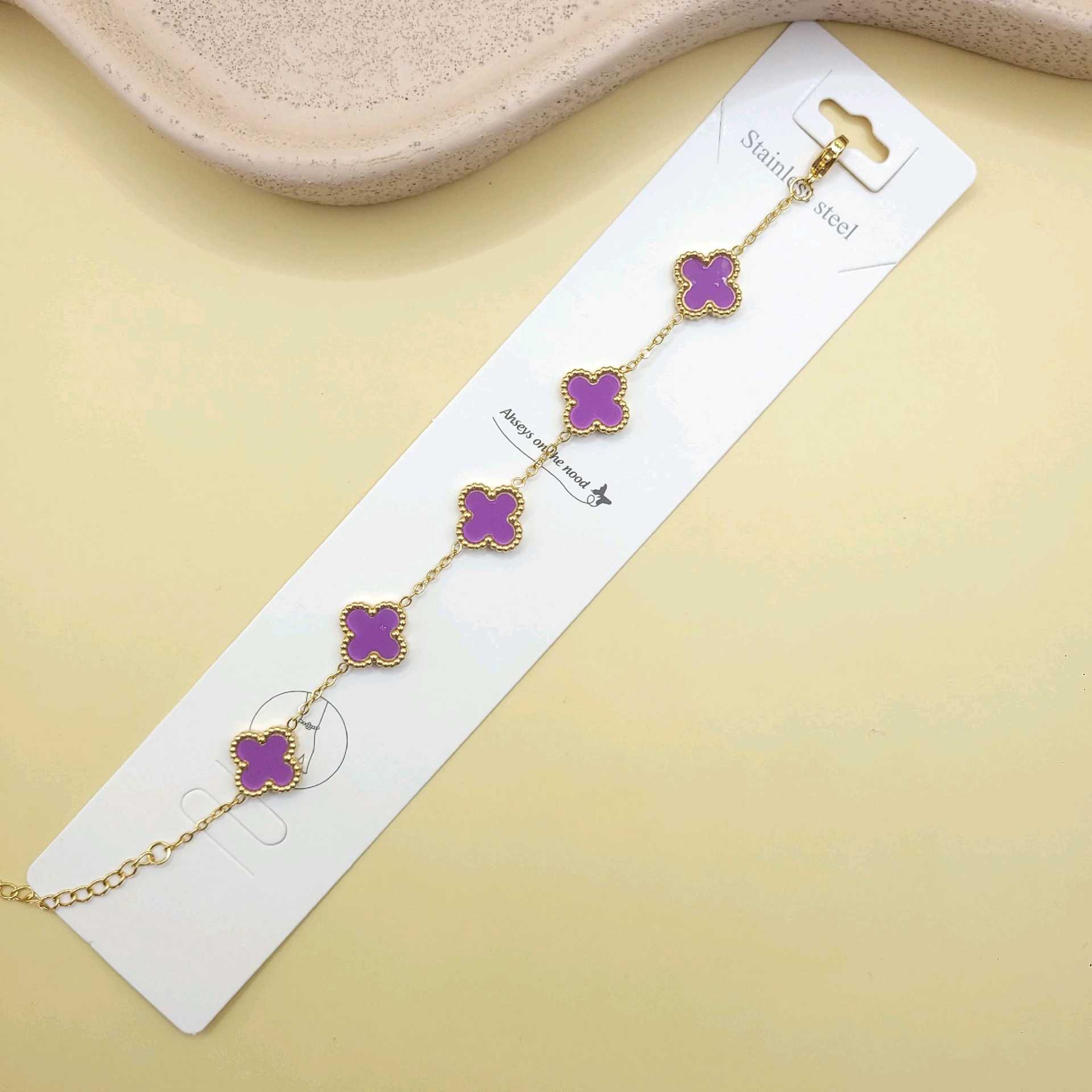 Pulsera Van Cleef violeta bordes / acero inoxidable 