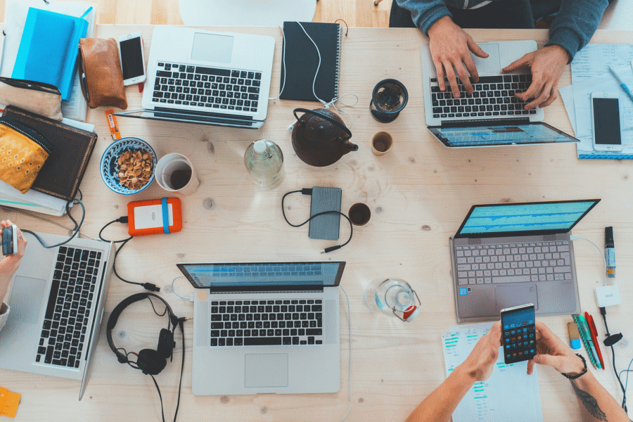 Modern workspace with laptop