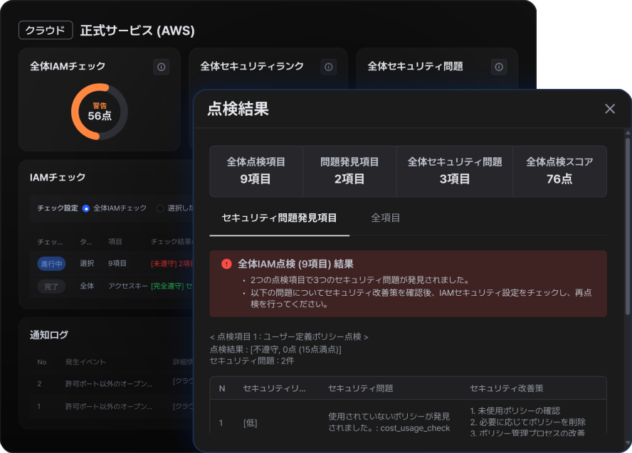 AWS IAM 보안 점검 화면