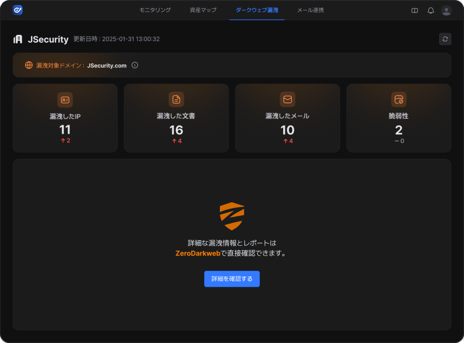 다크웹 모니터링 화면