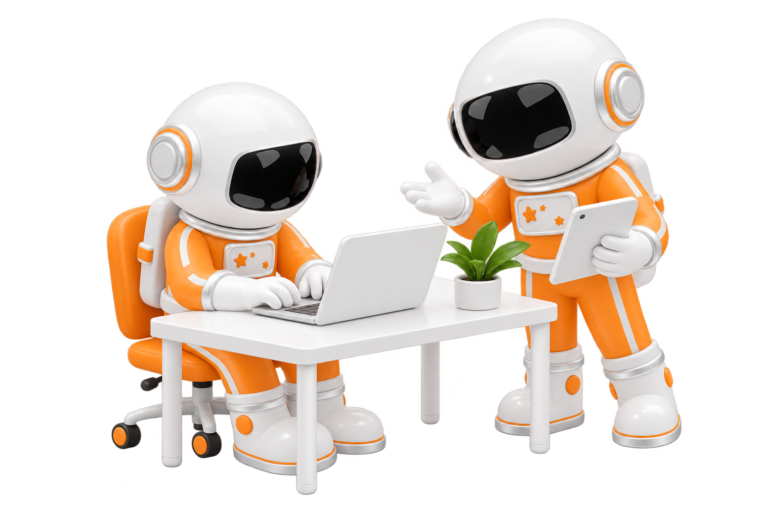JIRAN astronauts collaborating in a welcoming shared workspace