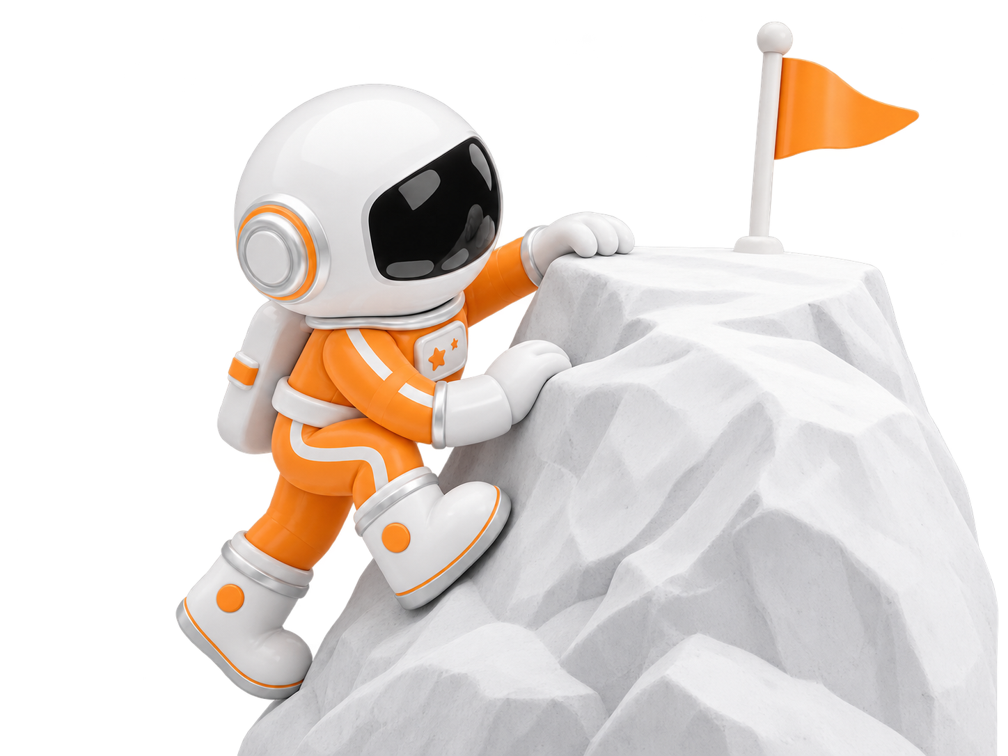JIRAN astronaut climbing toward a goal flag