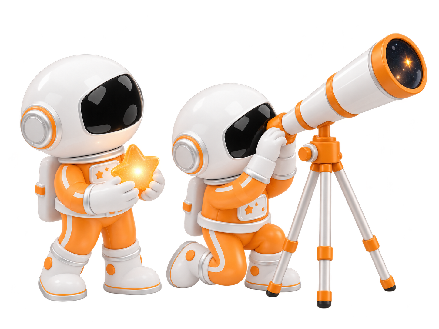 JIRAN astronauts sharing a dream through a telescope and star