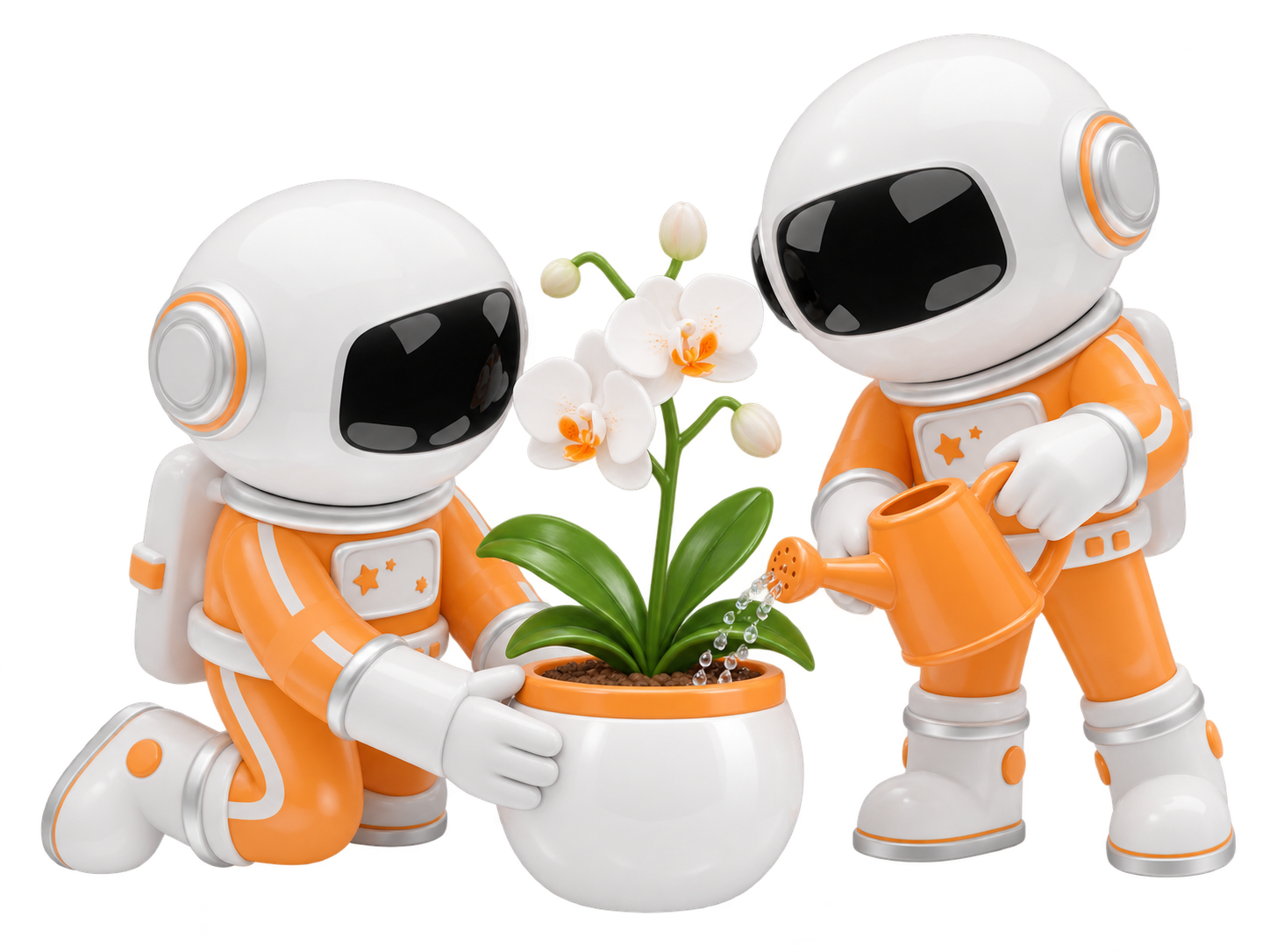 JIRAN astronauts nurturing an orchid together