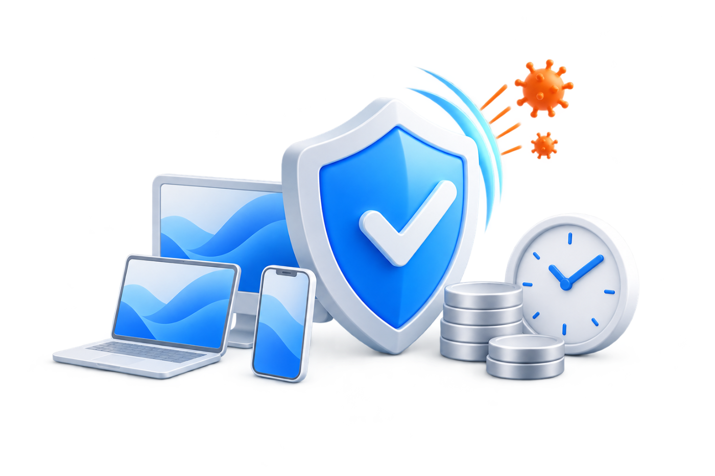 3D illustration of efficient protection for business devices