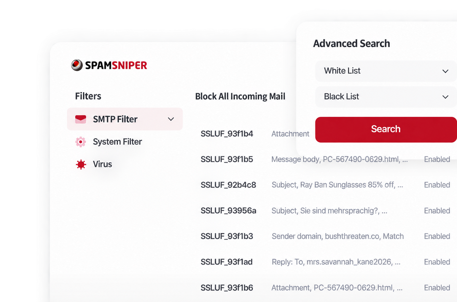 Malware Blocking interface
