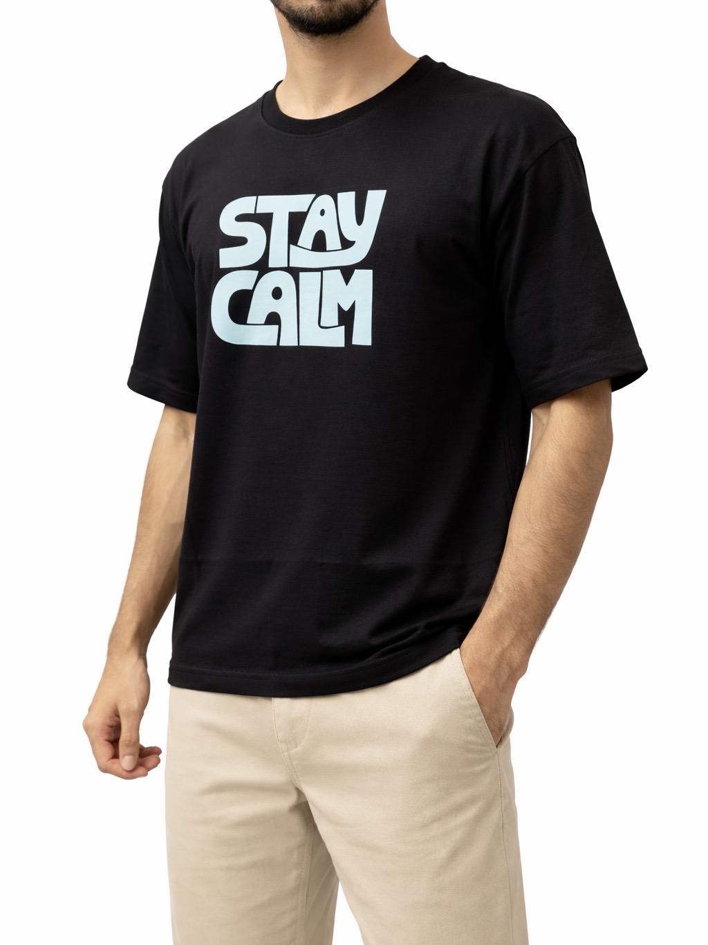 Stay Calm Printed Black Oversized T-Shirt for Men | Premium Cotton Streetwear Tee — Uncategorized. oversized t shirt india |… — thumbnail 2
