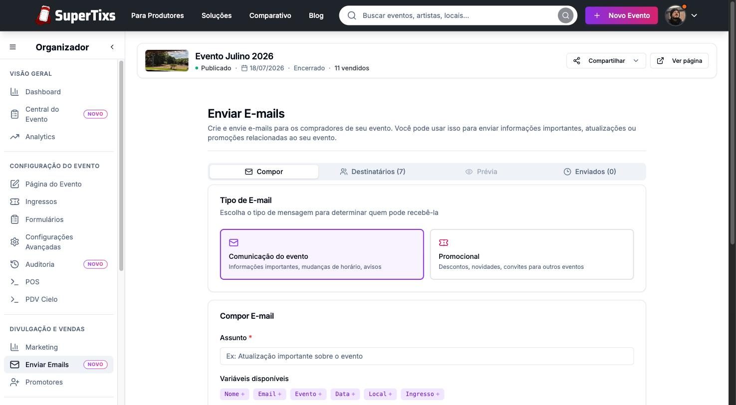 Ferramenta de envio de e-mails para os compradores