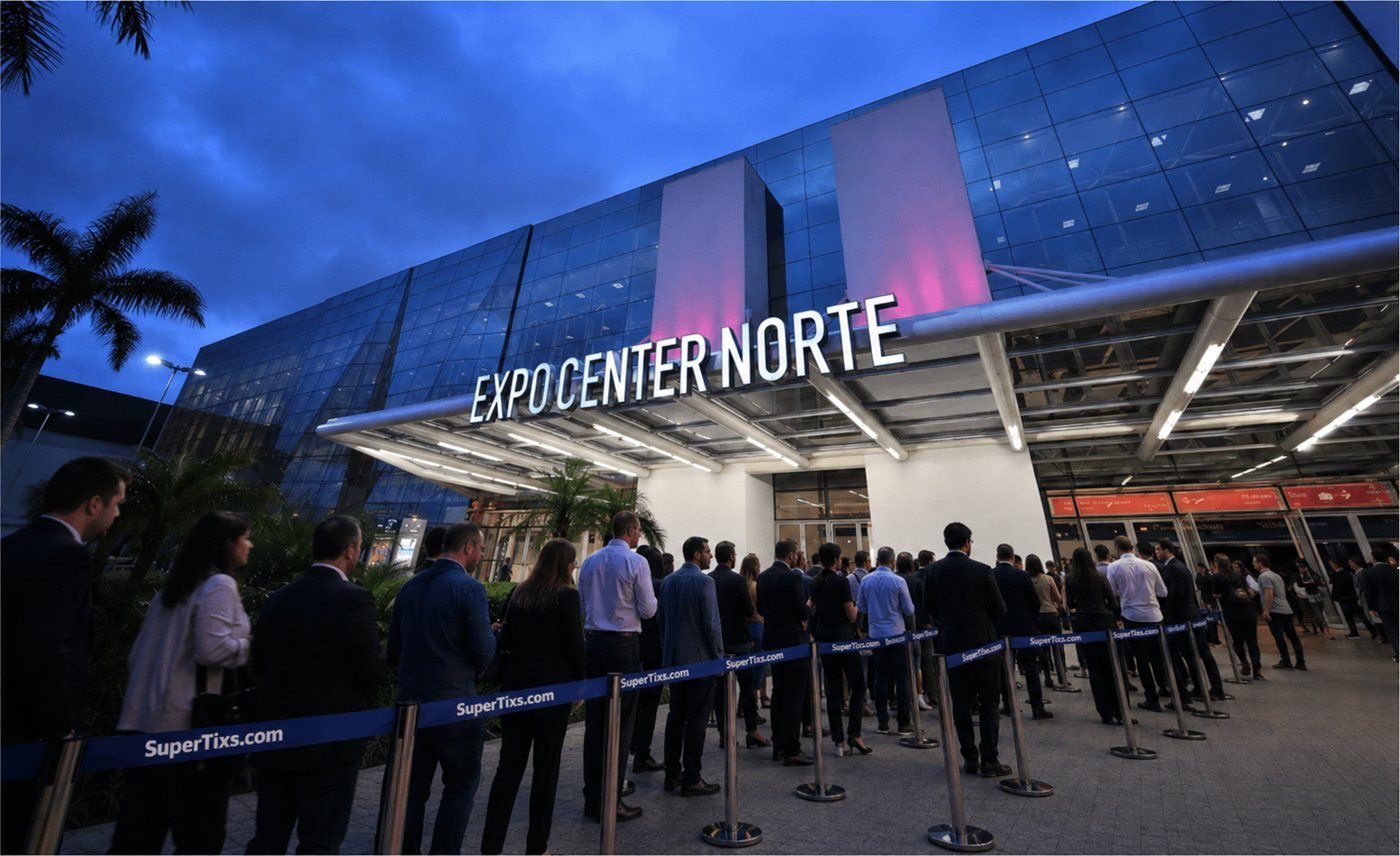 Público em fila em um grande evento corporativo no Expo Center Norte