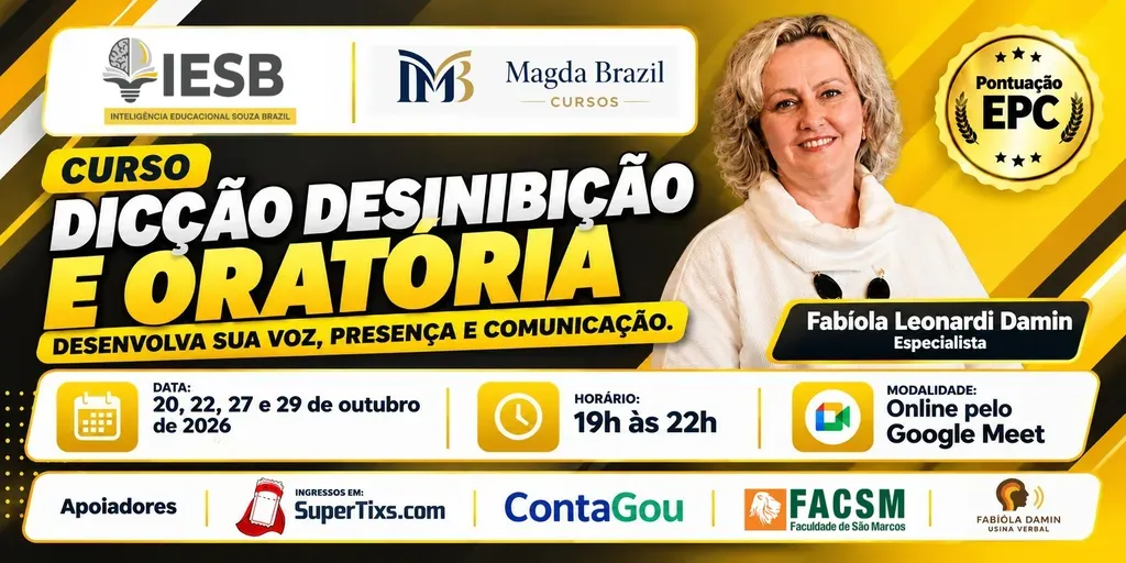 DICÇÃO DESINIBIÇÃO E ORATÓRIA: DESENVOLVA SUA VOZ, PRESENÇA E COMUNICAÇÃO.