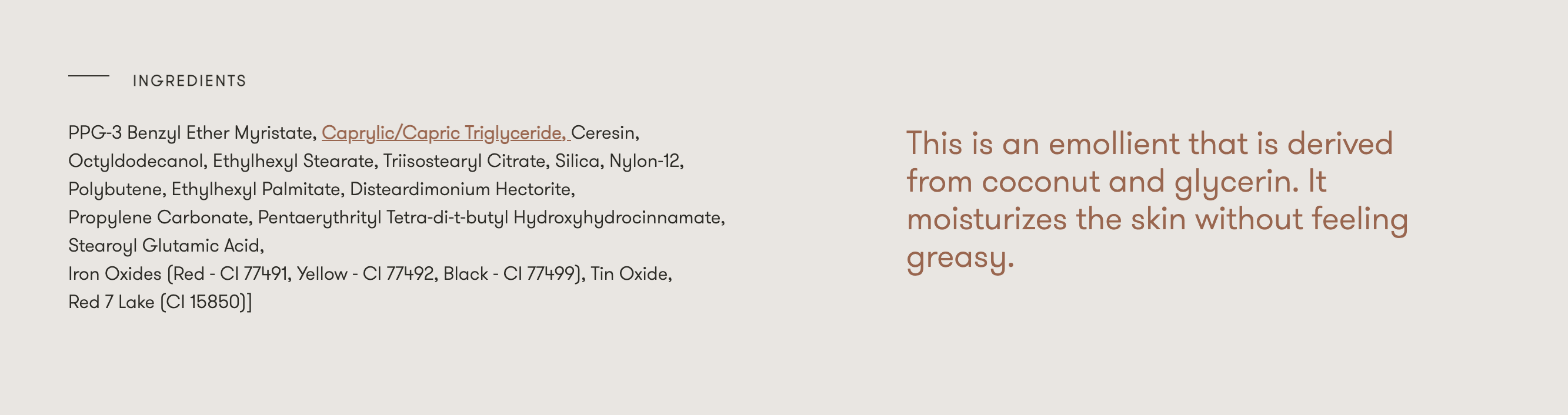 Minori Ingredients Definitions