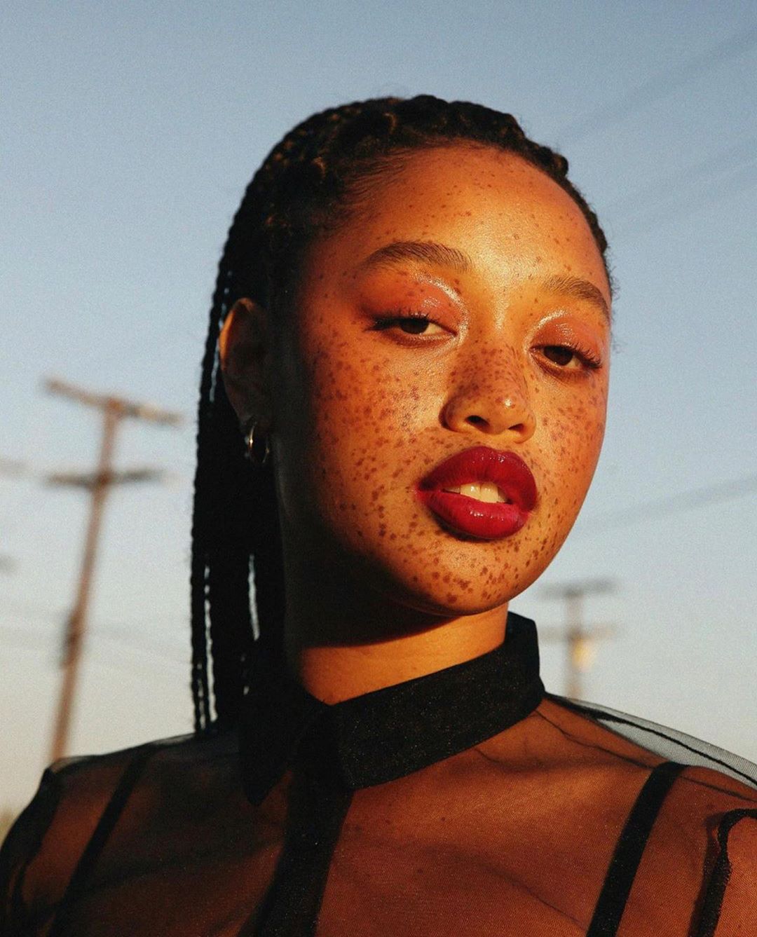Salem Mitchell wears Golden Hour and Magic Hour blush