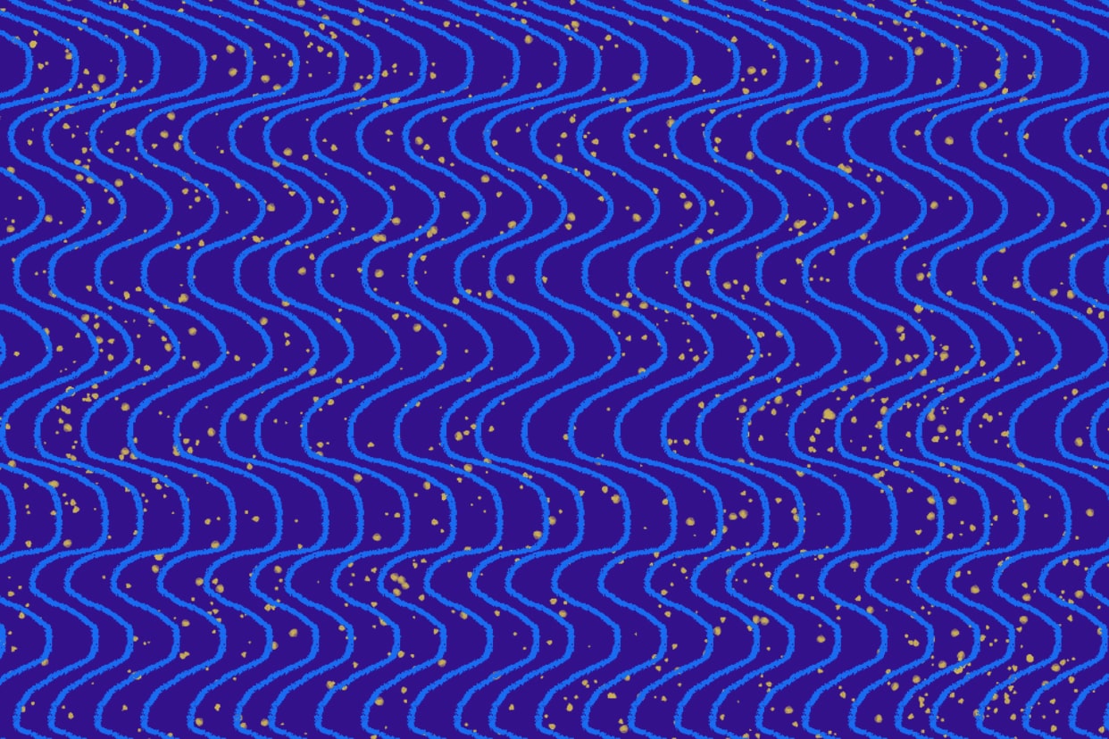Wavy blue lines on a purple background