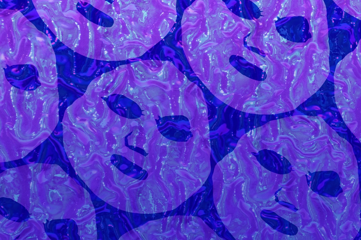 Face sheet masks on a blue background