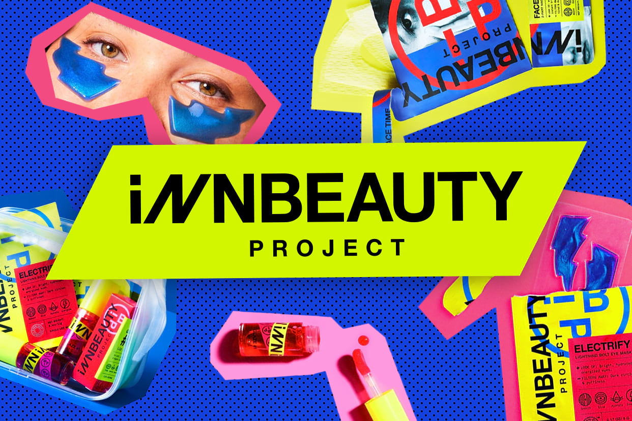iNNBeauty products on a blue background