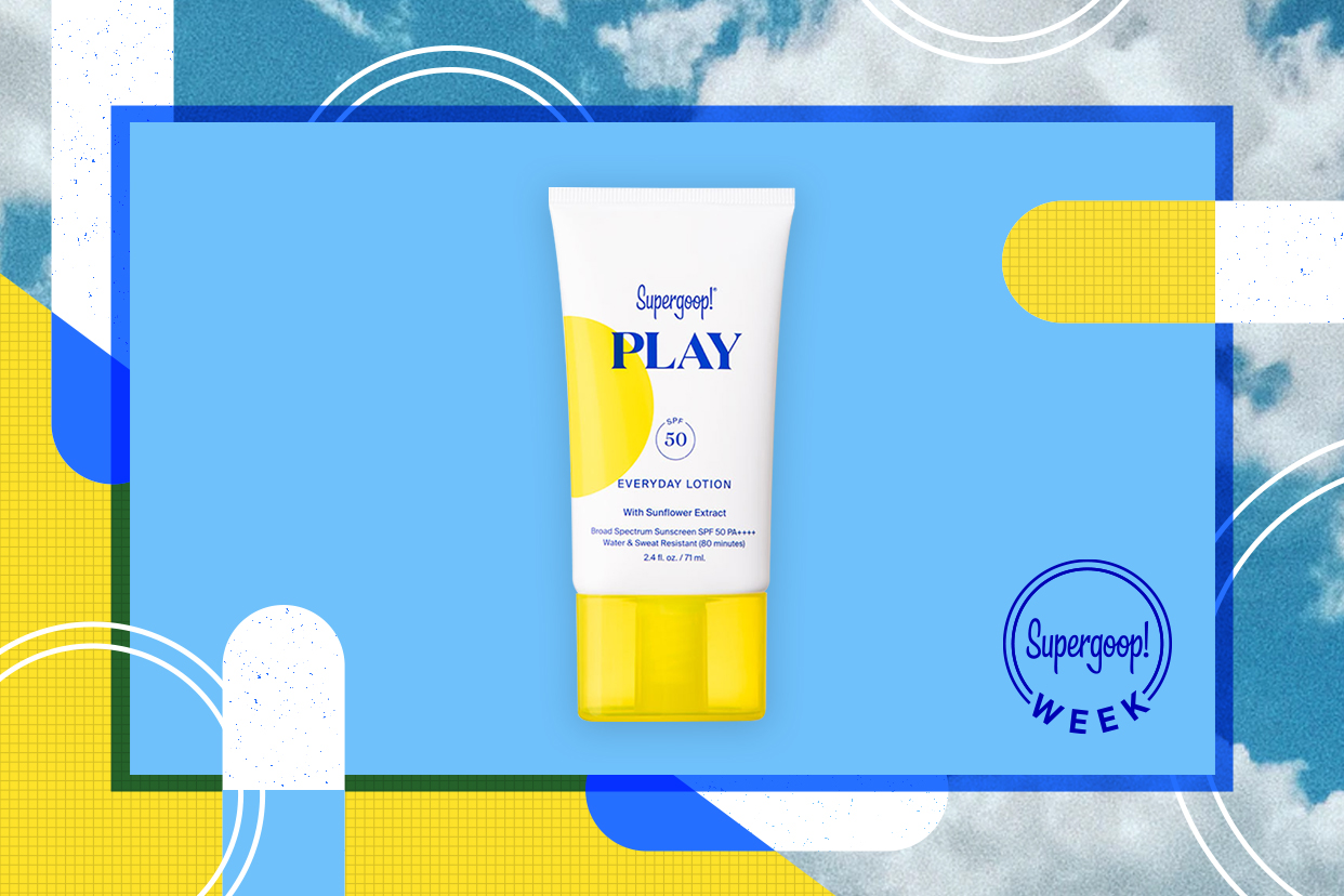 Supergoop PLAY Everyday Lotion on a sunny background