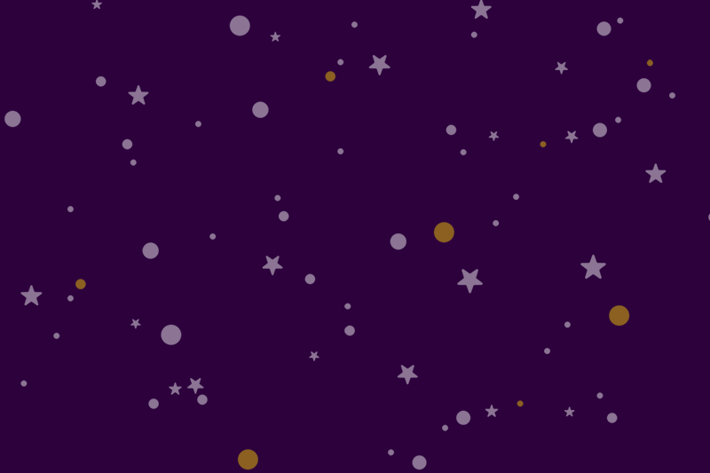 Stars and polka dots on a dark purple background
