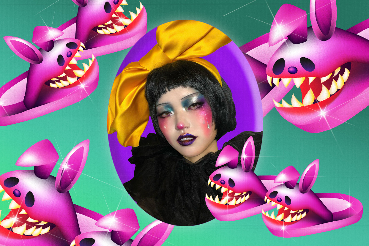 clown pierrot makeup with a halloween background