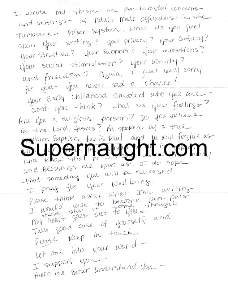 Three Page Letter to Charles Manson from Ashley image 2