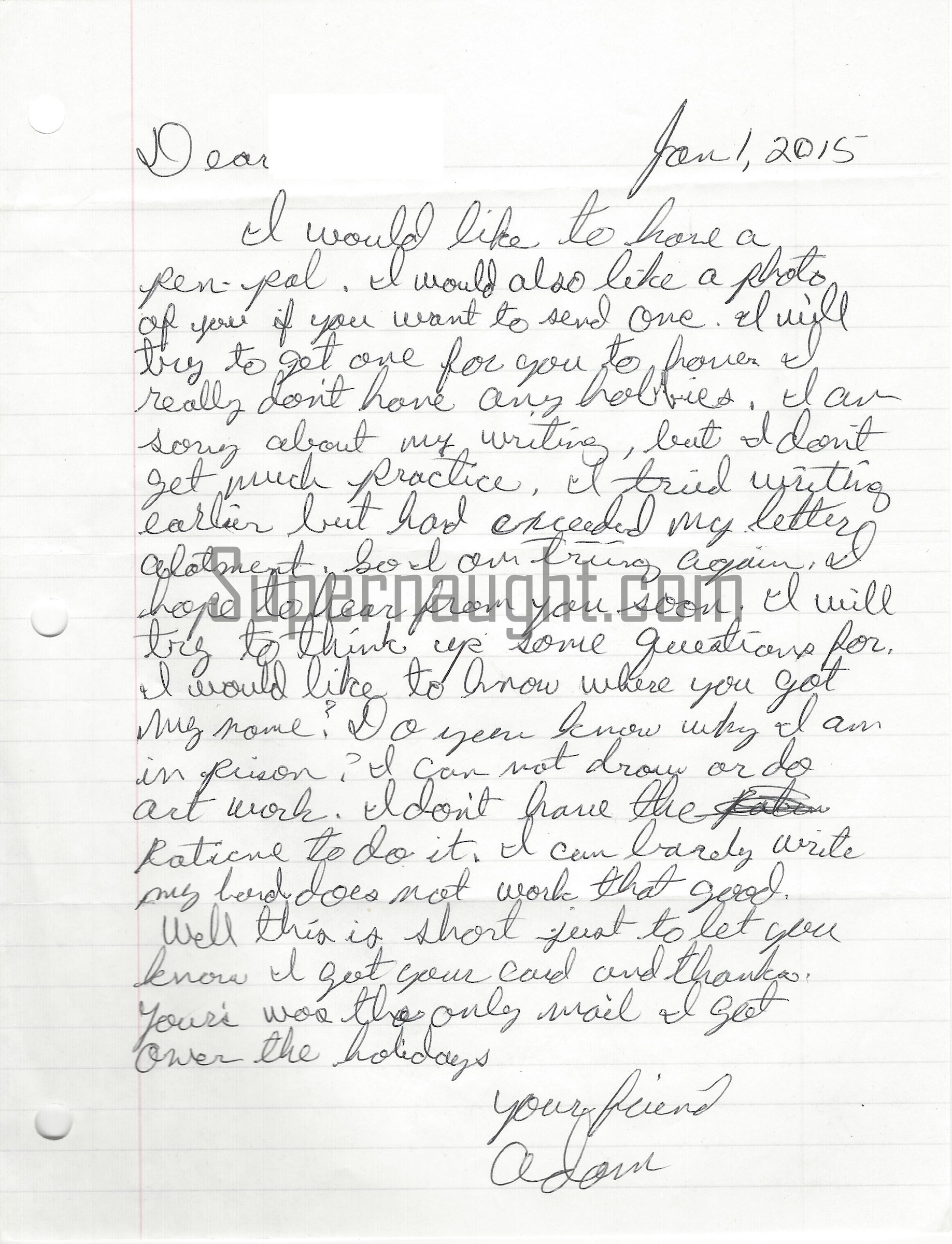 Adam Lane Prison Letter and Envelope Set Both Signed 