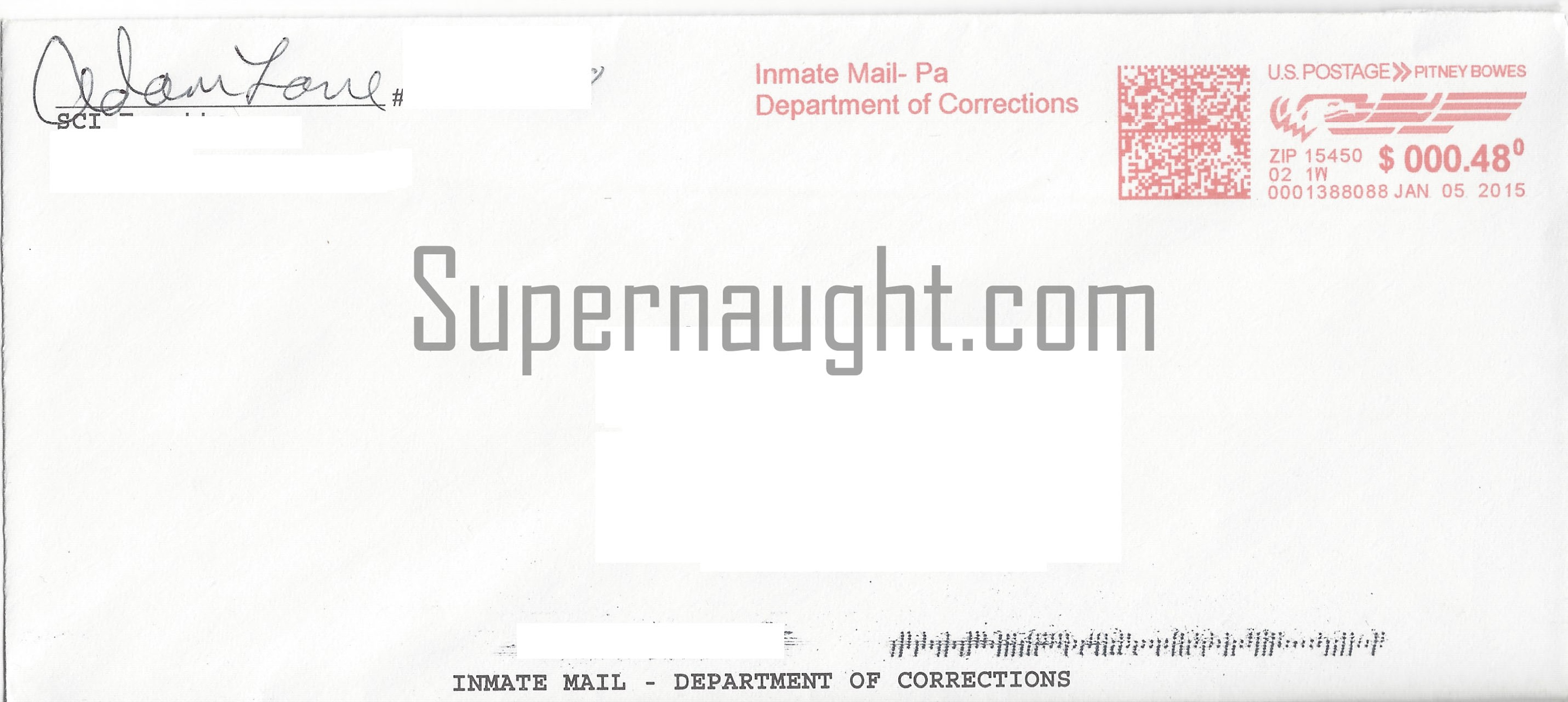 Adam Lane Prison Letter and Envelope Set Both Signed  image 2