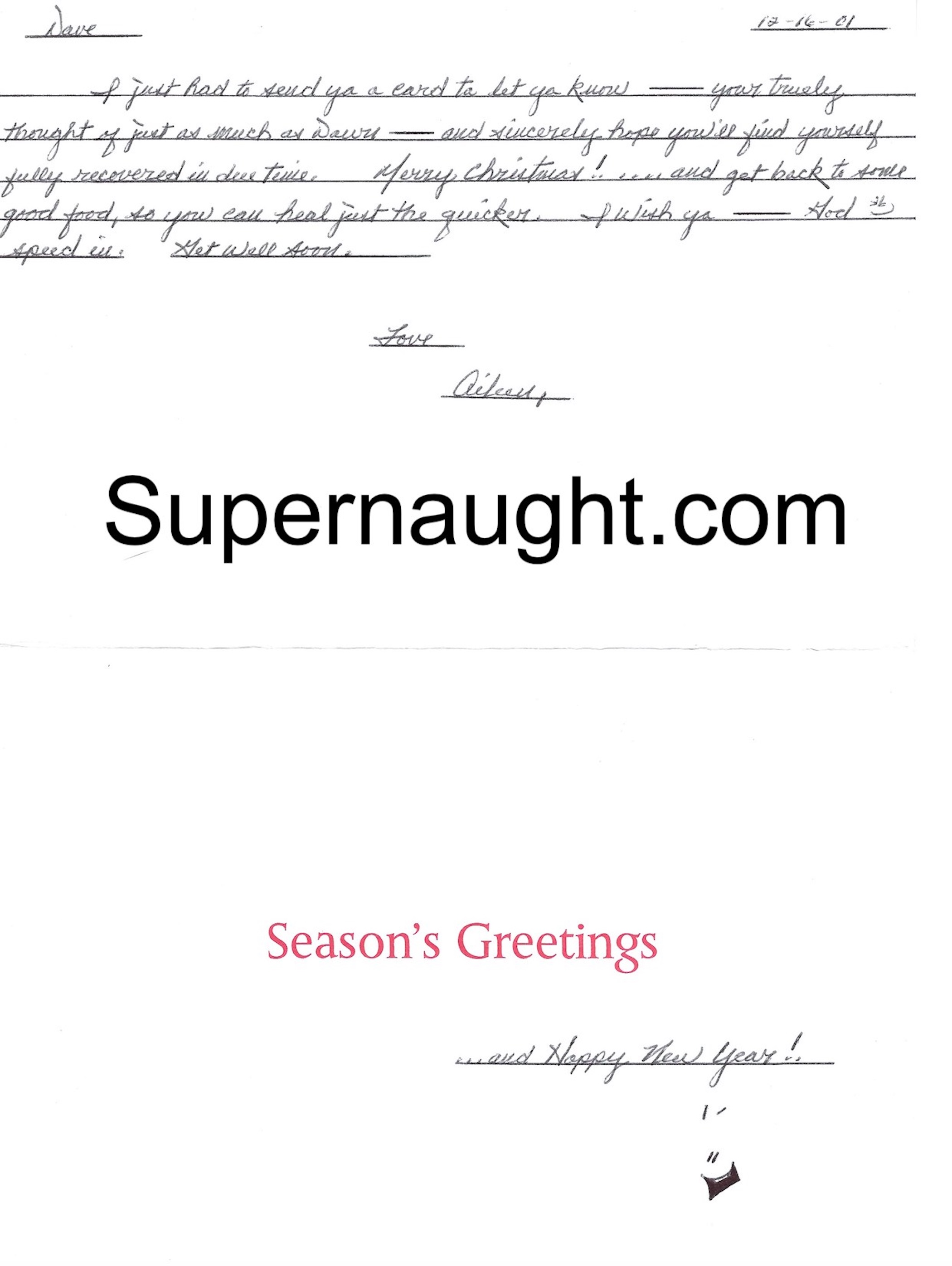 Aileen Wuornos Christmas Card and Envelope Both Signed