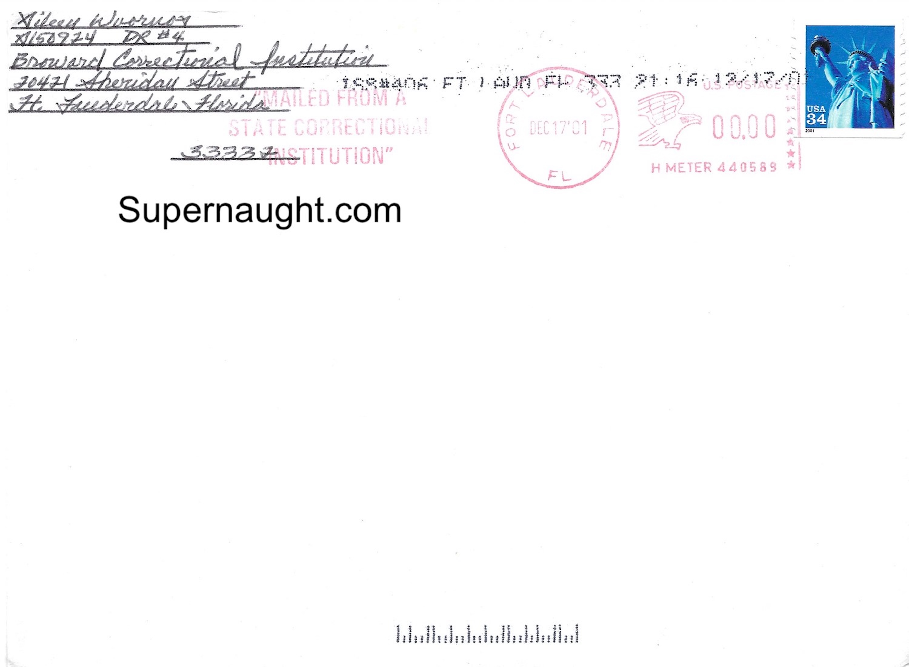 Aileen Wuornos Christmas Card and Envelope Both Signed image 3
