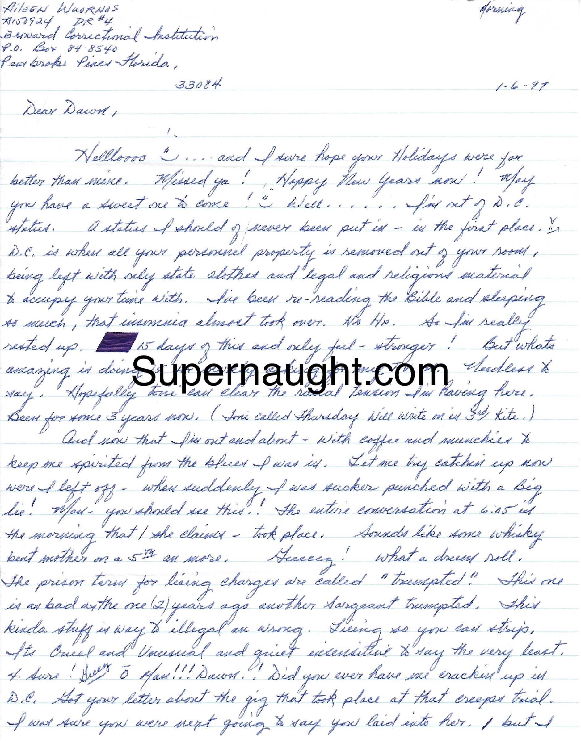 Aileen Wuornos Letter and Envelope Set Both Signed