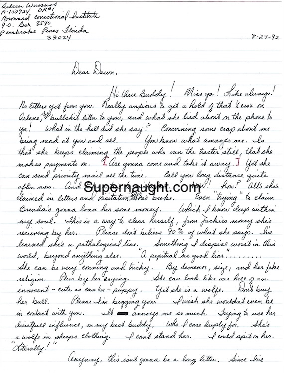 Aileen Wuornos Letter Signed in Red with Signed Envelope