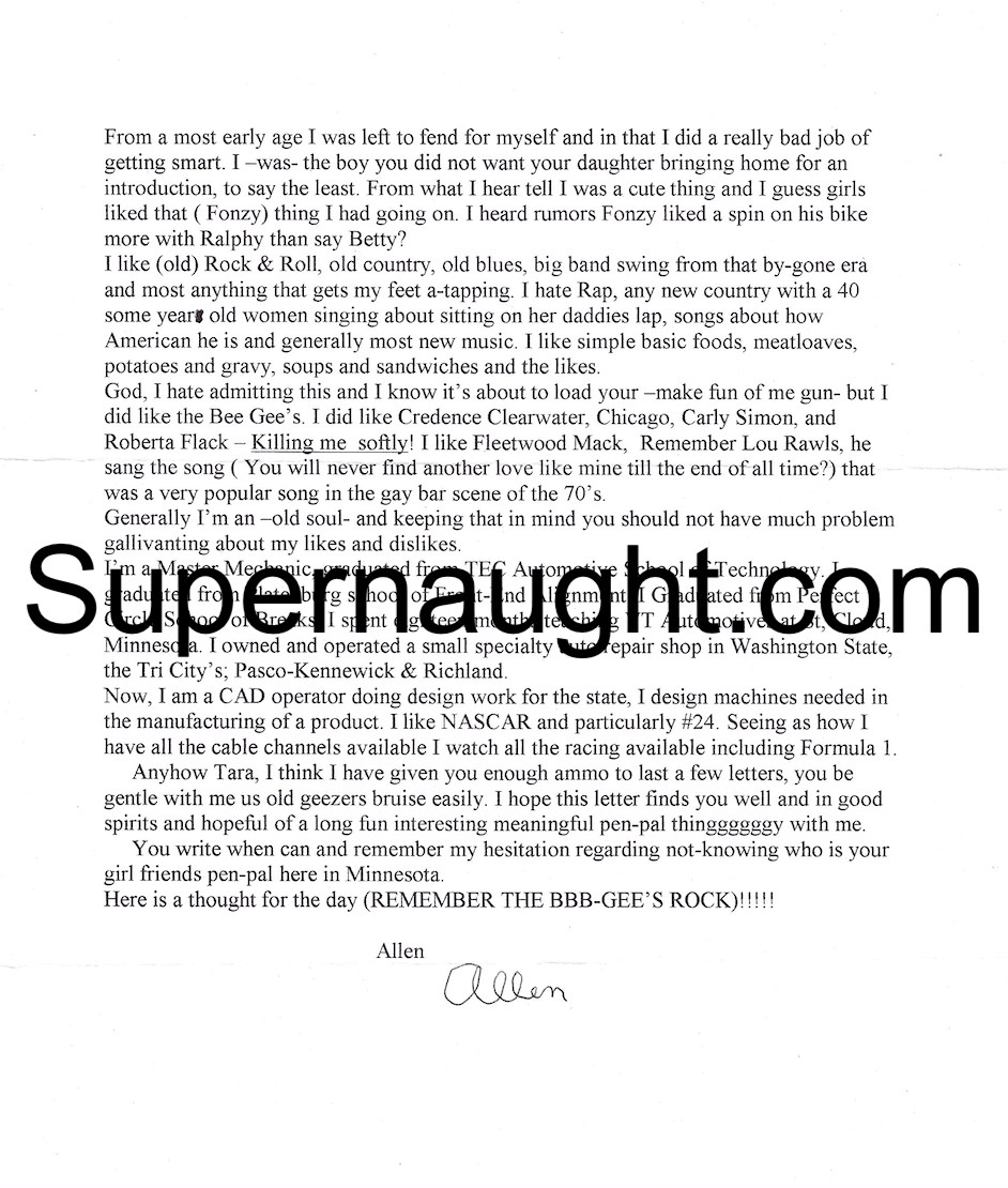 Allen Anderson Two Page Letter And Envelope Both Signed