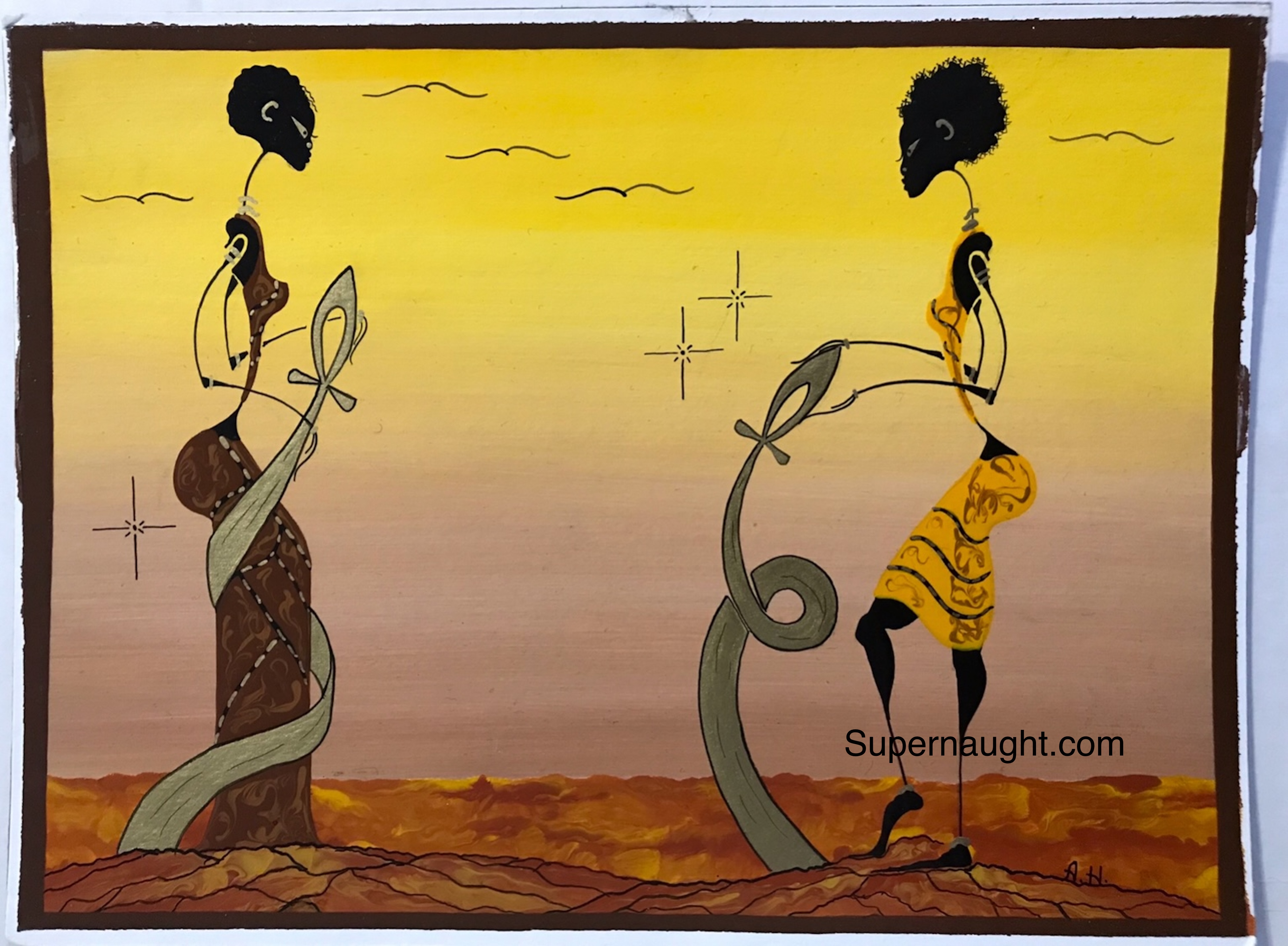 Alphonso Howard Brown Symphony Art Painting Signed